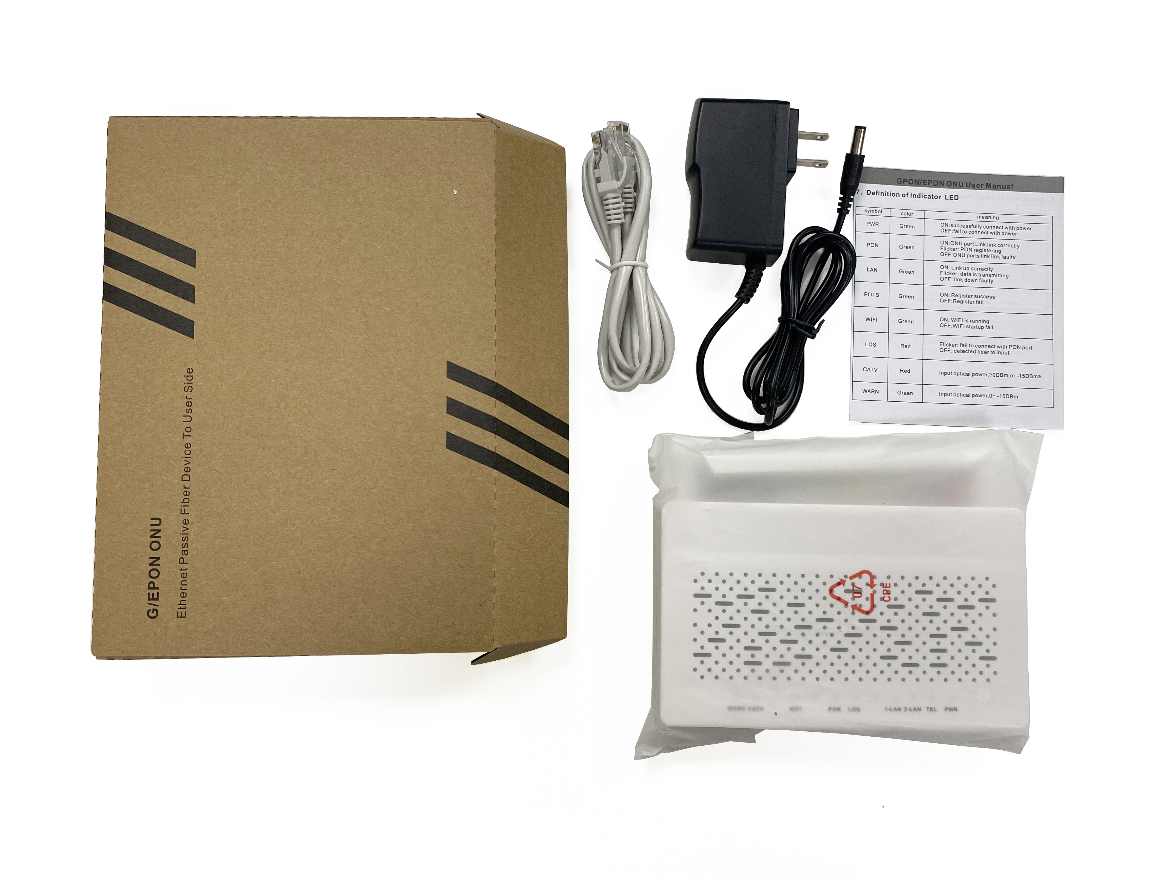 XPON Optical Network Unit OLT 10W 1GE 1FE CATV WIFI ABS Case
