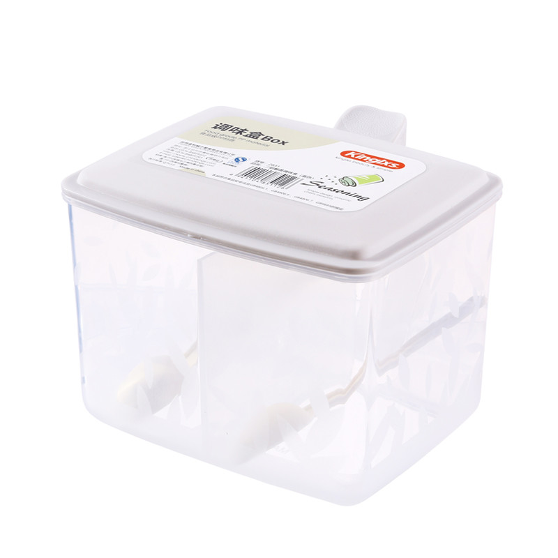 Salt Chicken Essence 2 Compartment Kitchen Seasoning Box With Spoon