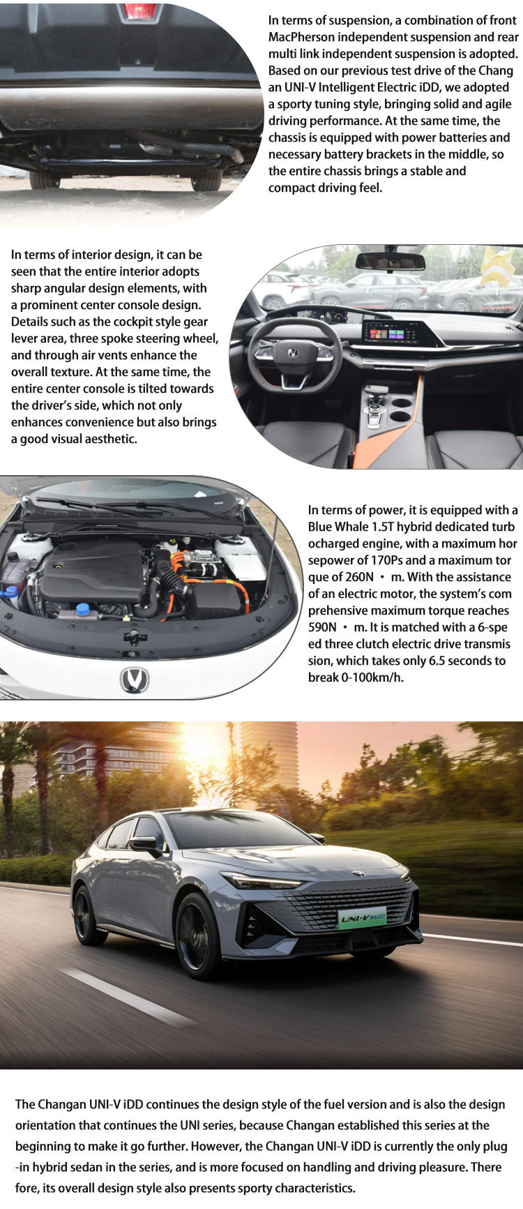 EV 4 Wheel Drive Hybrid Sedan Cars Electric New Energy UNI-V Changan