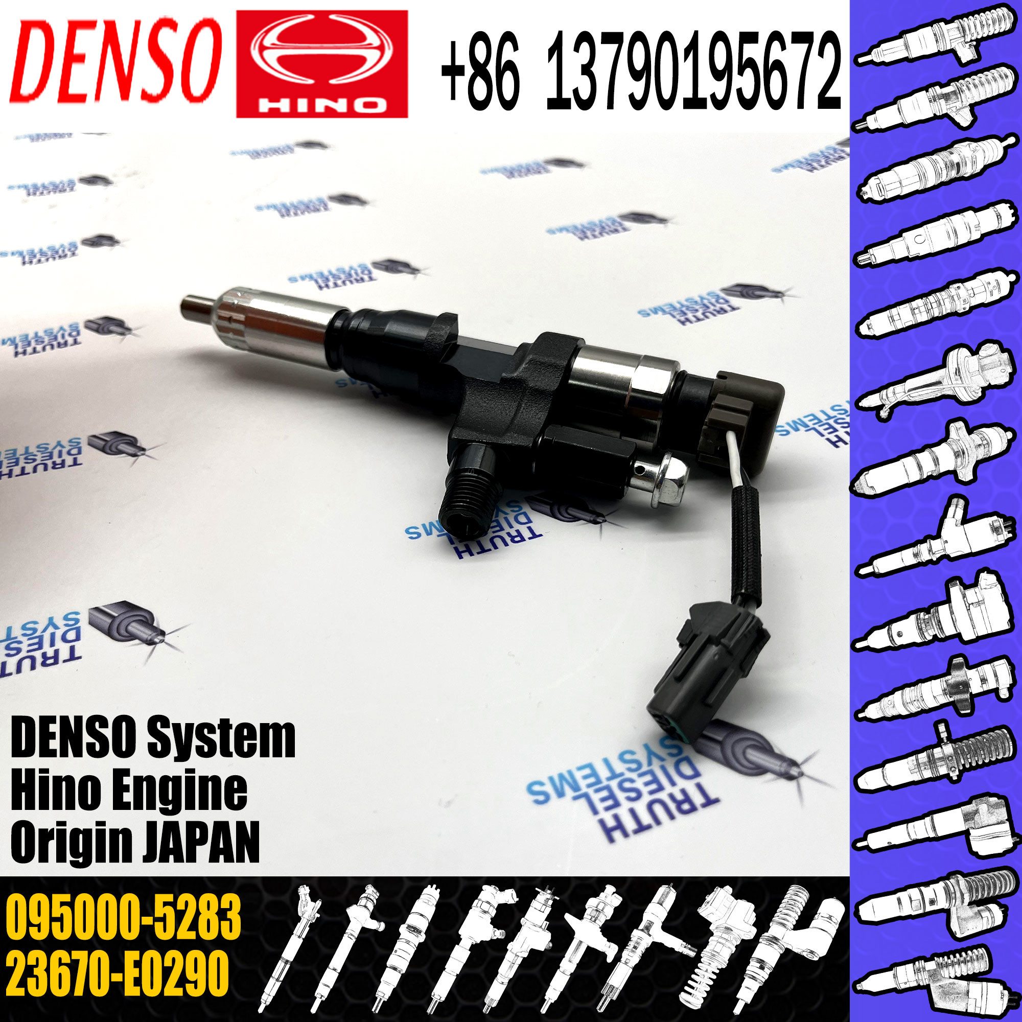 Fuel Injector 095000-5280 095000-5283 095000-5284/23670-E0290 injector for HINO J08E