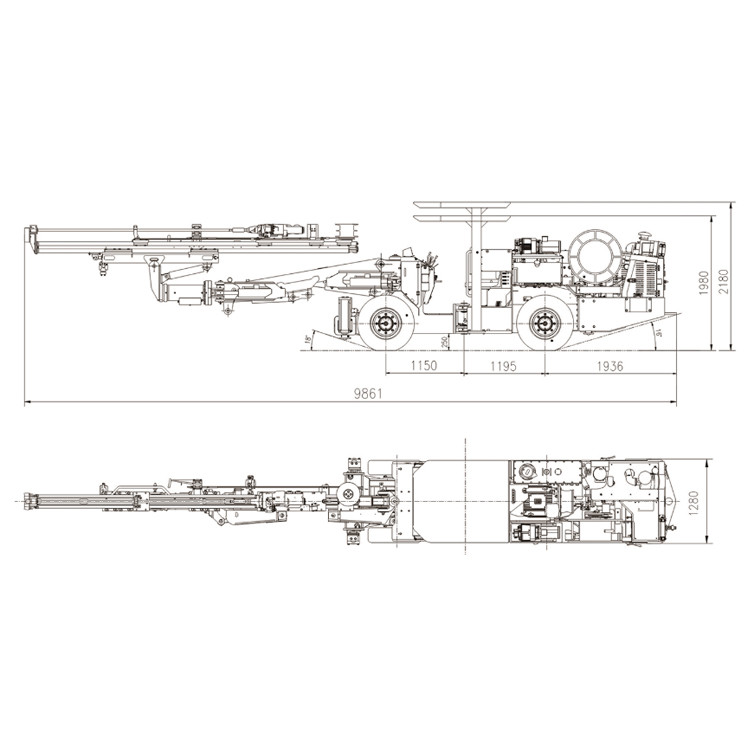 Deutz D914L04 Engine Hydraulic Wheel Jumbo Drilling Machine 58KW DW1-24