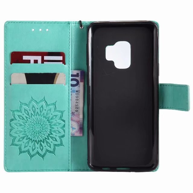 LG G7 ThinQ Leather Protective Folio Magnetic Kickstand Cover Mobile Phone Case with Sunflower Embossed
