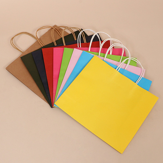 Custom Logo Printing Reusable Kraft Paper Gift Packaging Bag With Handle