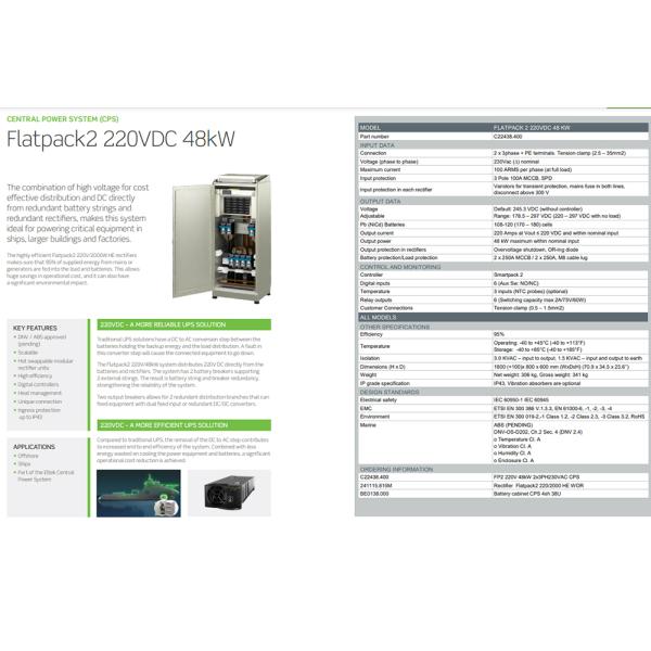 2U Flatpack2 Integrated 19" Marine / Offshore Rack Mount Dc Power Supply System