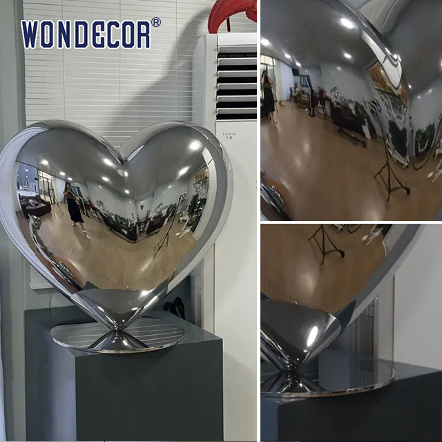 Customized Small Indoor Love Mirror Stainless Steel Sculpture