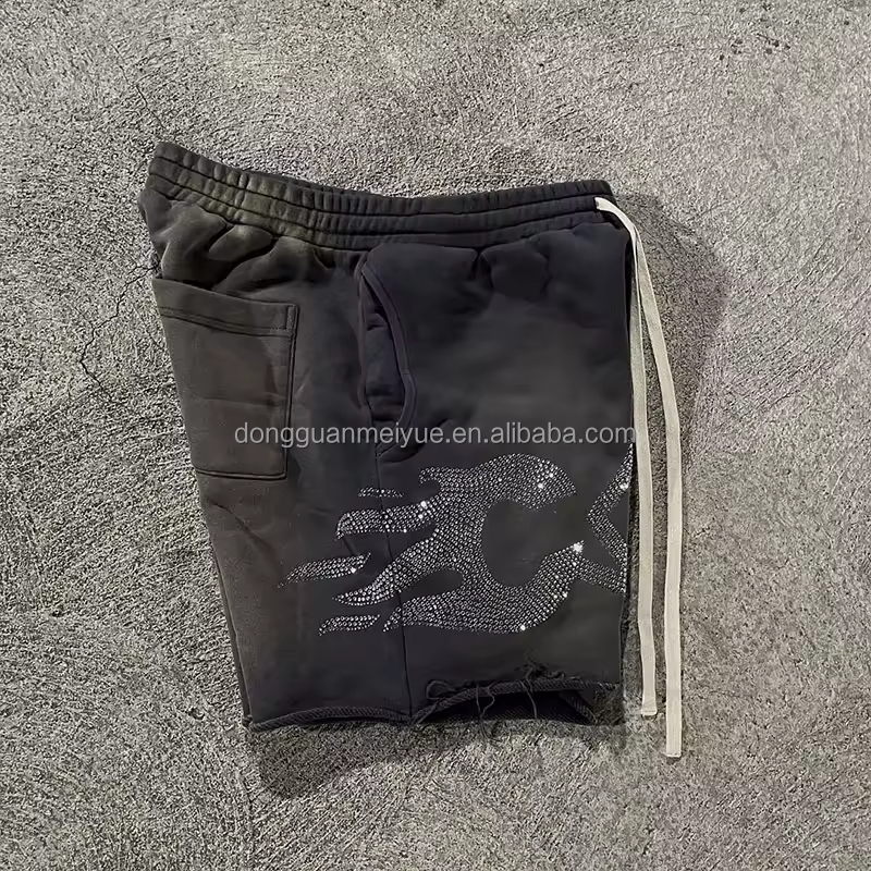 Anti Wrinkle Plus Size Rhinestone Shorts Vintage Mens Distressed Shorts Quick Dry