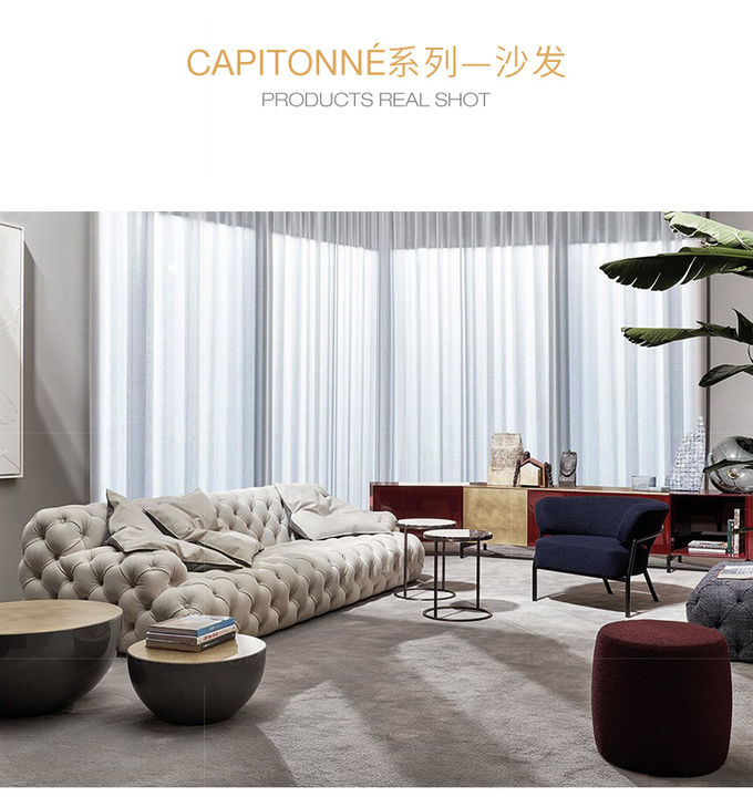Italian Light Luxury All Pull Ins Leather Art Sofa / American Minimalist Living Room Club Hotel Velvet Sofa