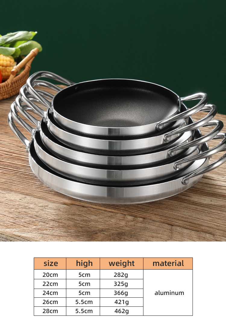 Thickened Kitchen Wok Pan Aluminium Non Stick Coated Double Ear With Steel Handles