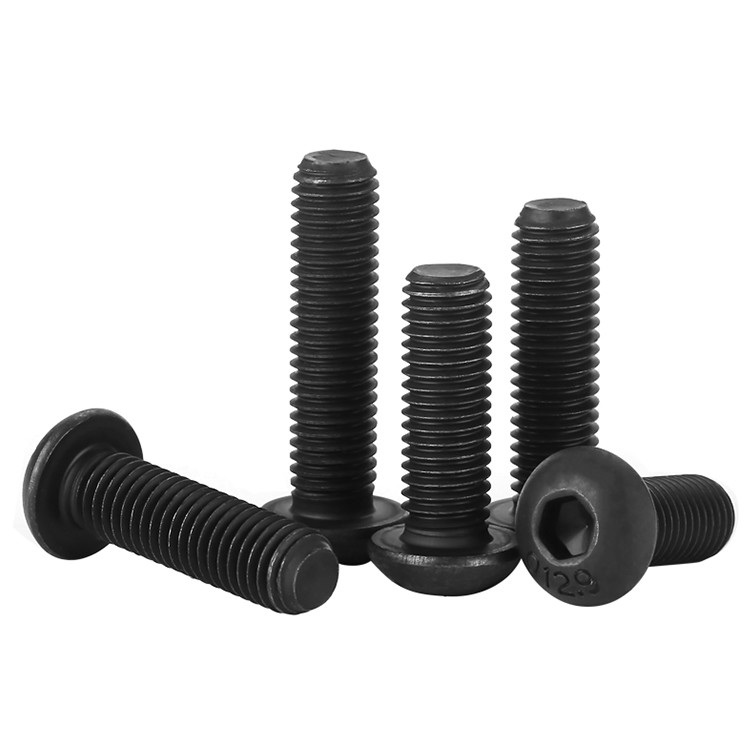 Hexagon Socket Button Head Screws ISO7380 Alloy Steel High Grade 10.9 12.9 Level Half Round Head Allen Bolt Black Oxide