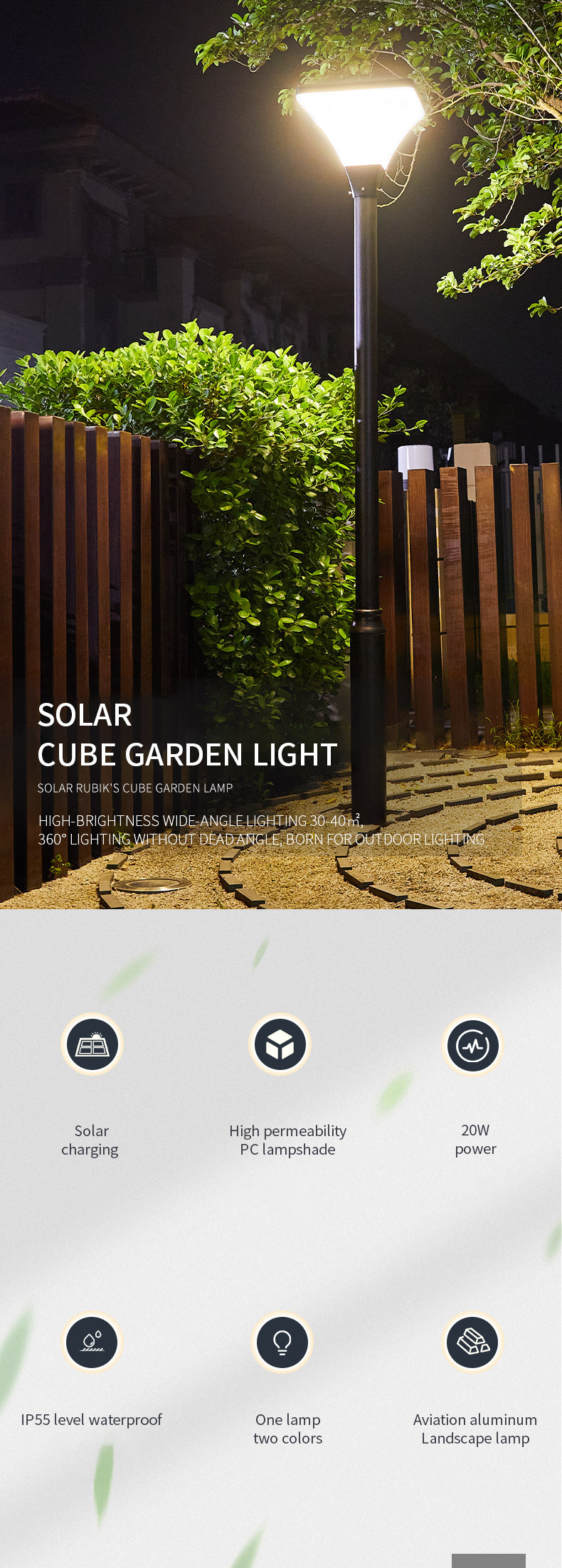 50w Outdoor LED Garden Pole Lights Bulbs Courtyard Ip65 550x550mm