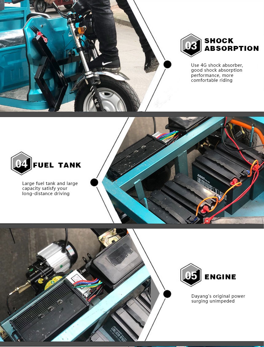 Three Wheel Electric Cargo Bike 1200W 1500W MB-H9 Mobility Vehicle for Cargo Delivery