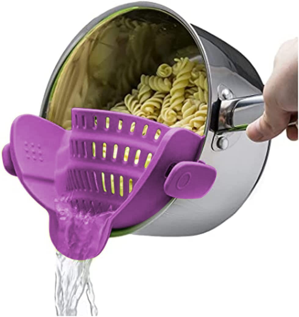 BPA Free Silicone Clip On Strainer For All Pots And Pans Pasta Strainer Clip On Food Strainer For Meat Vegetables Fruit