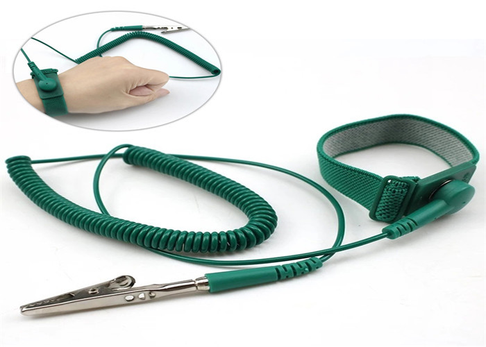 PU Green Anti Static Wrist Strap Grounding Conductive Wire Electronics Factory