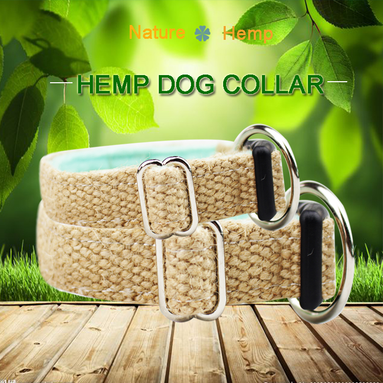 Nature Hemp Personalized Dog Collar Leash Set 100% Cotton Material