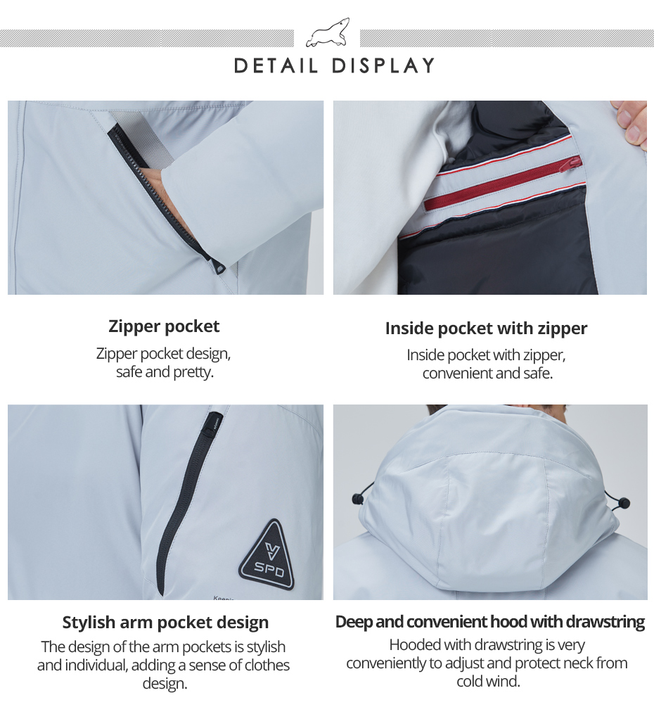 multi-pocket short down jacket, stylish, young fashion,short men's coat, light color, hooded,