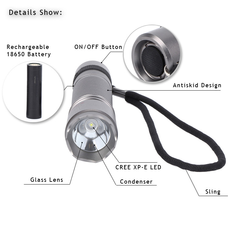 IP66 100Lm 1W Explosion Proof LED Flashlight Aluminum Silver ATEX Approval