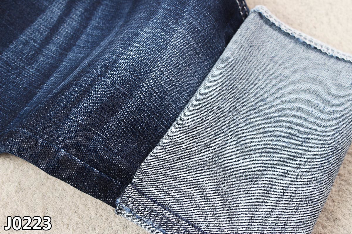 Dark Blue Sluby Cotton Polyester Spandex Denim Fabric With Stretch Recovery