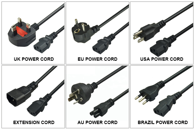 1.5mm C19 India 3 Prong Computer Power Cord South Africa Power Cable