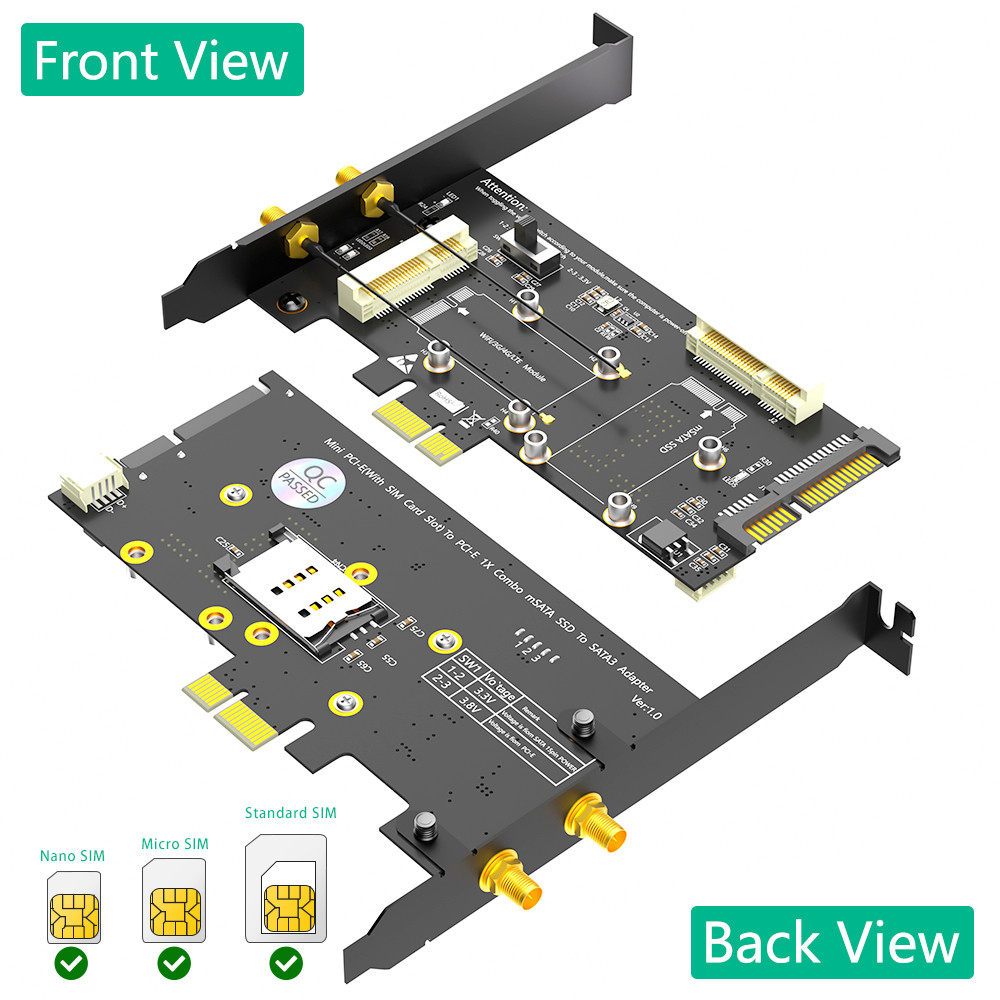 Mini PCI-E To PCI-E 1x And MSATA To SATA3 WiFi Adapter For 3G 4G LTE Msata SSD