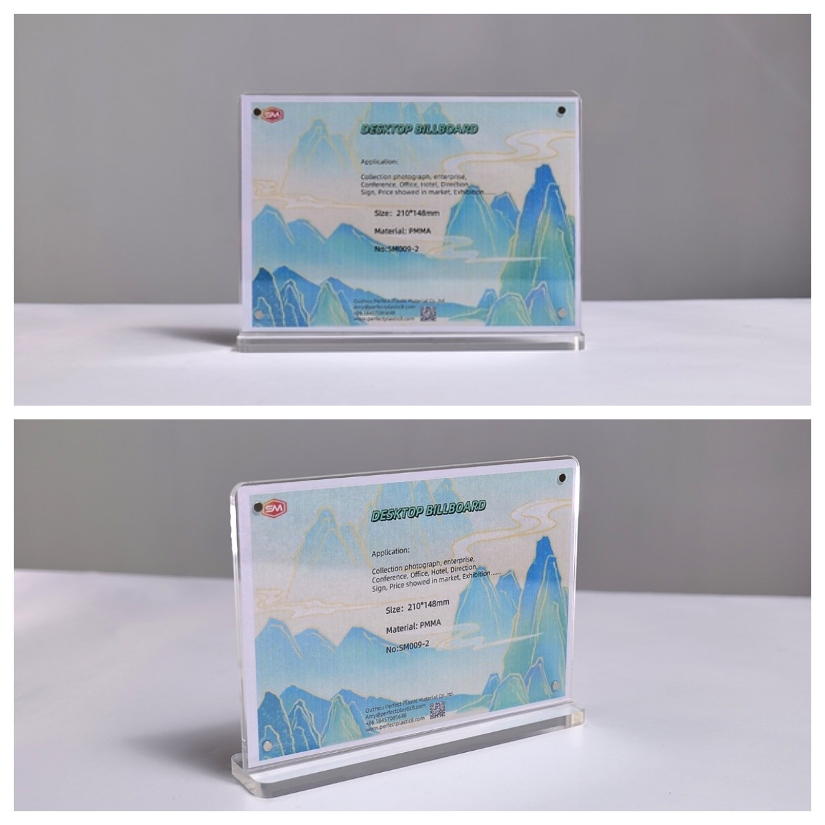 Plastic 8.5x11 5x7 T Shape Magnetic Acrylic Sign Holder for Tabletop