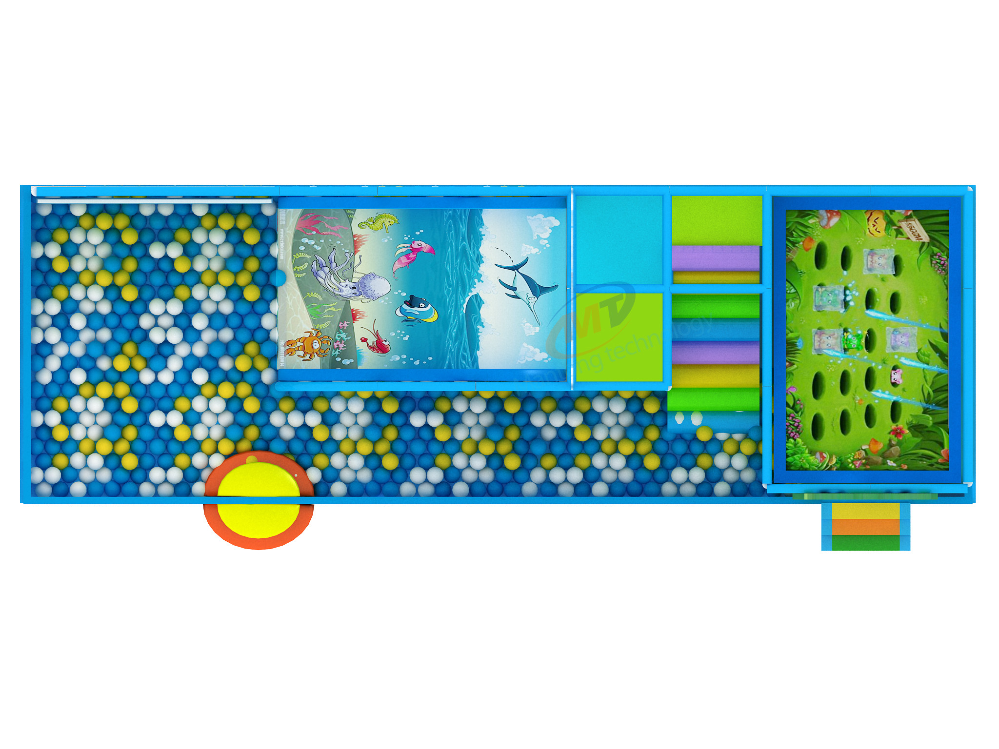 Commercial Wooden Soft Indoor Playground PVC Outermost With Galvanized Pipe