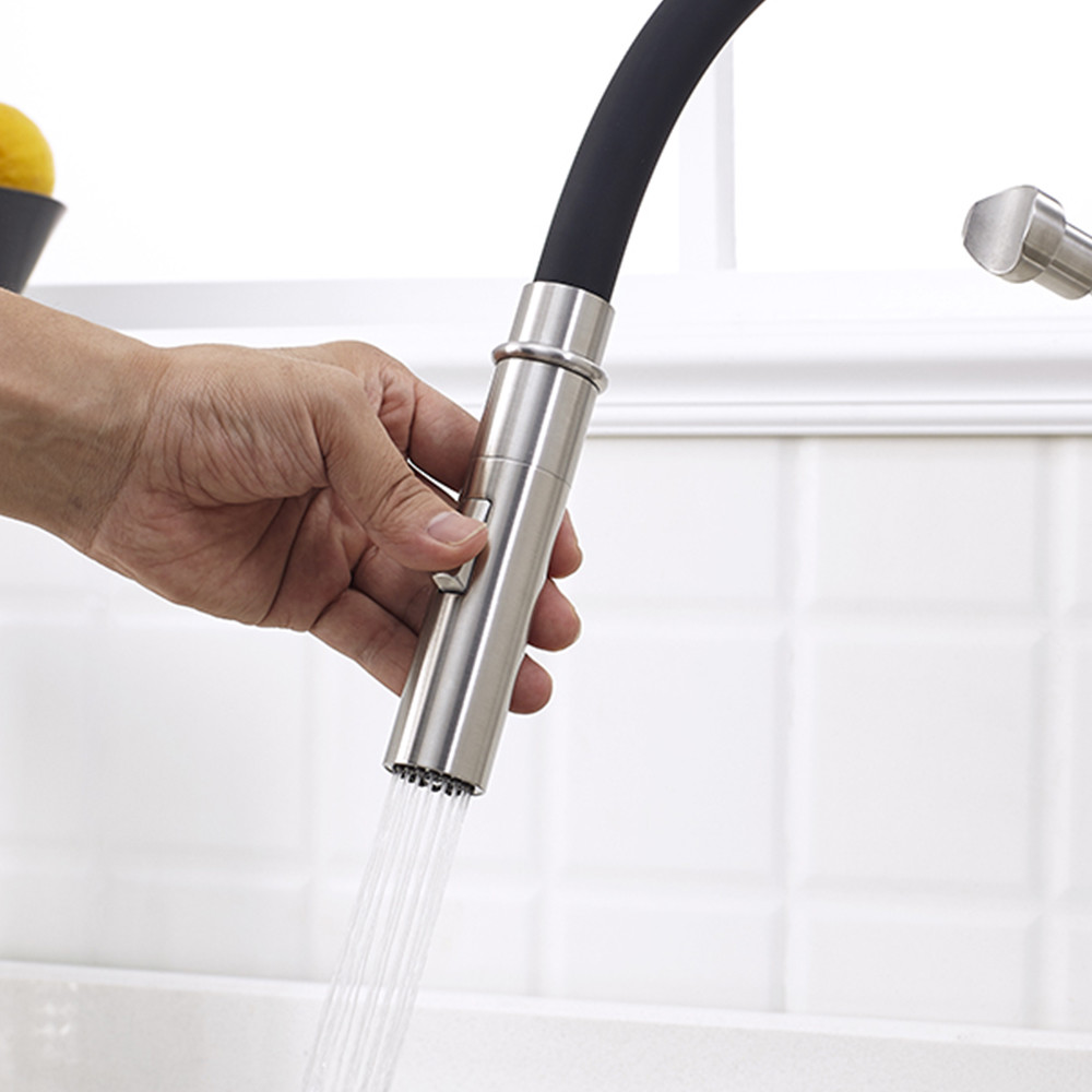 Factory good quality single handle flexible colorful kitchen faucet with black color