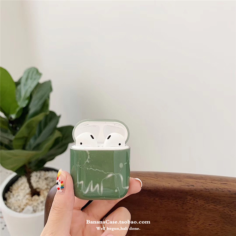 for AirPods Marble Case Protective Cover Compatible with Apple AirPods 2 and 1