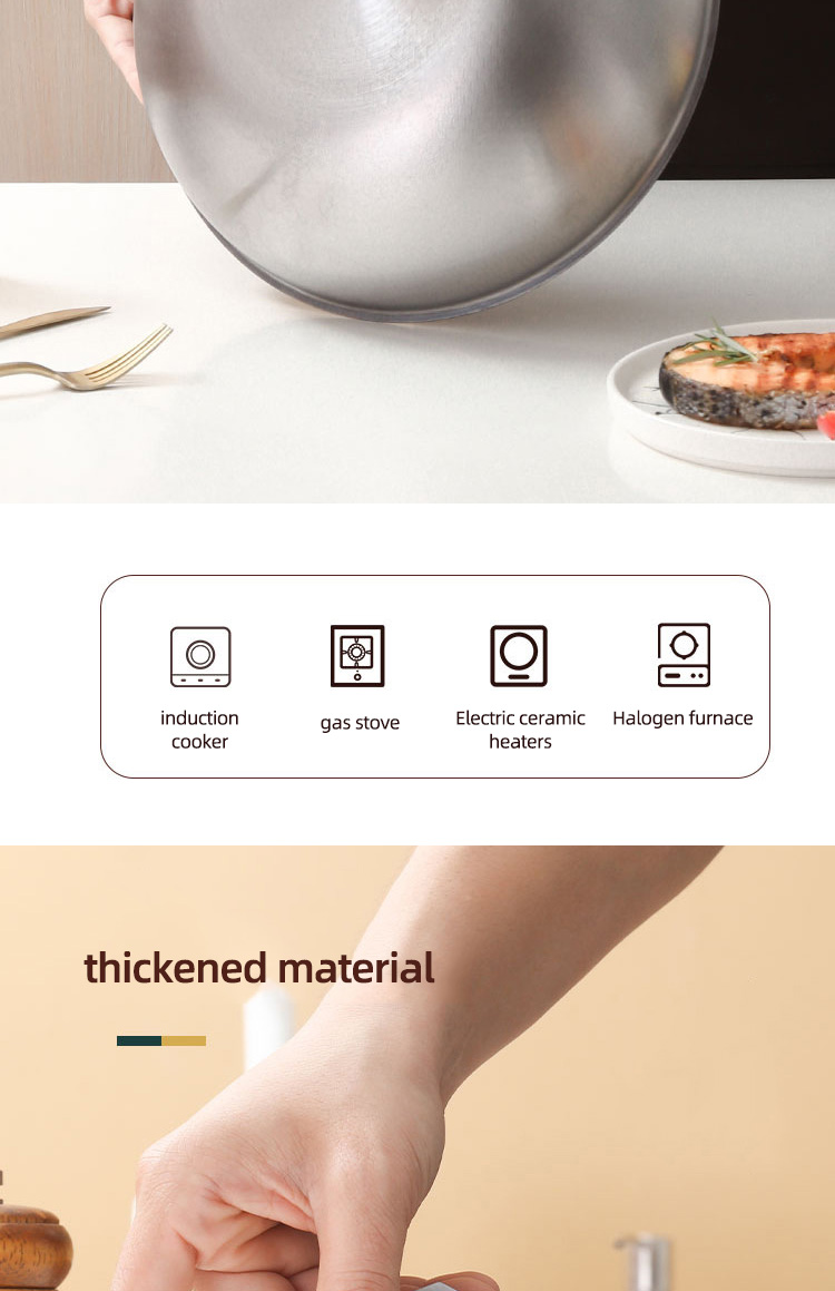 Silver Cooking Kitchen Metal Cooking Pan Glass Cover Non Stick Frying Pan