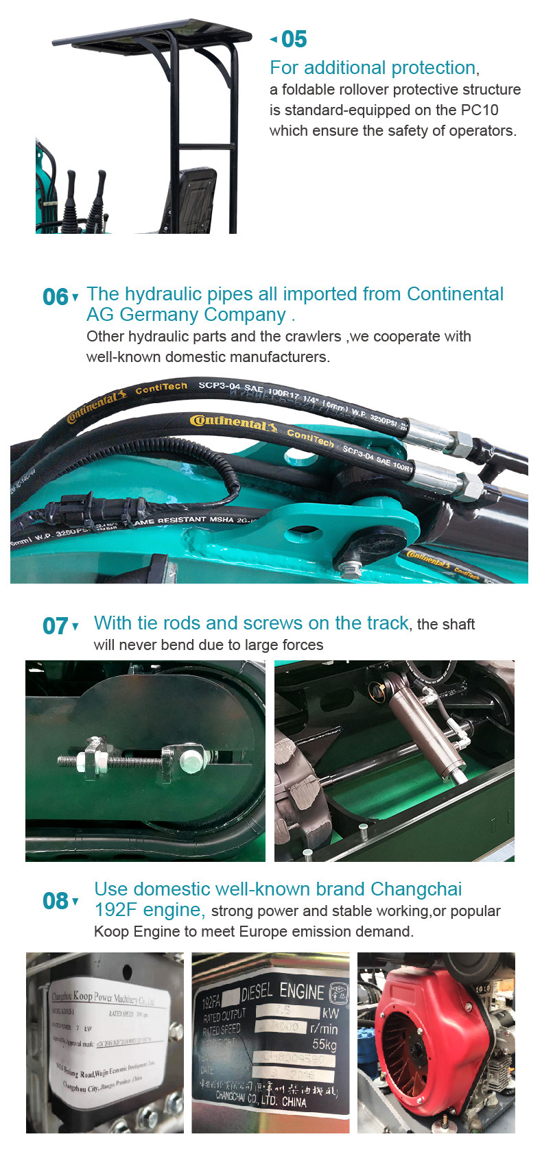 PC10 Euro5 Hightop Mini Excavator Machine With Roll Over Protection System Function