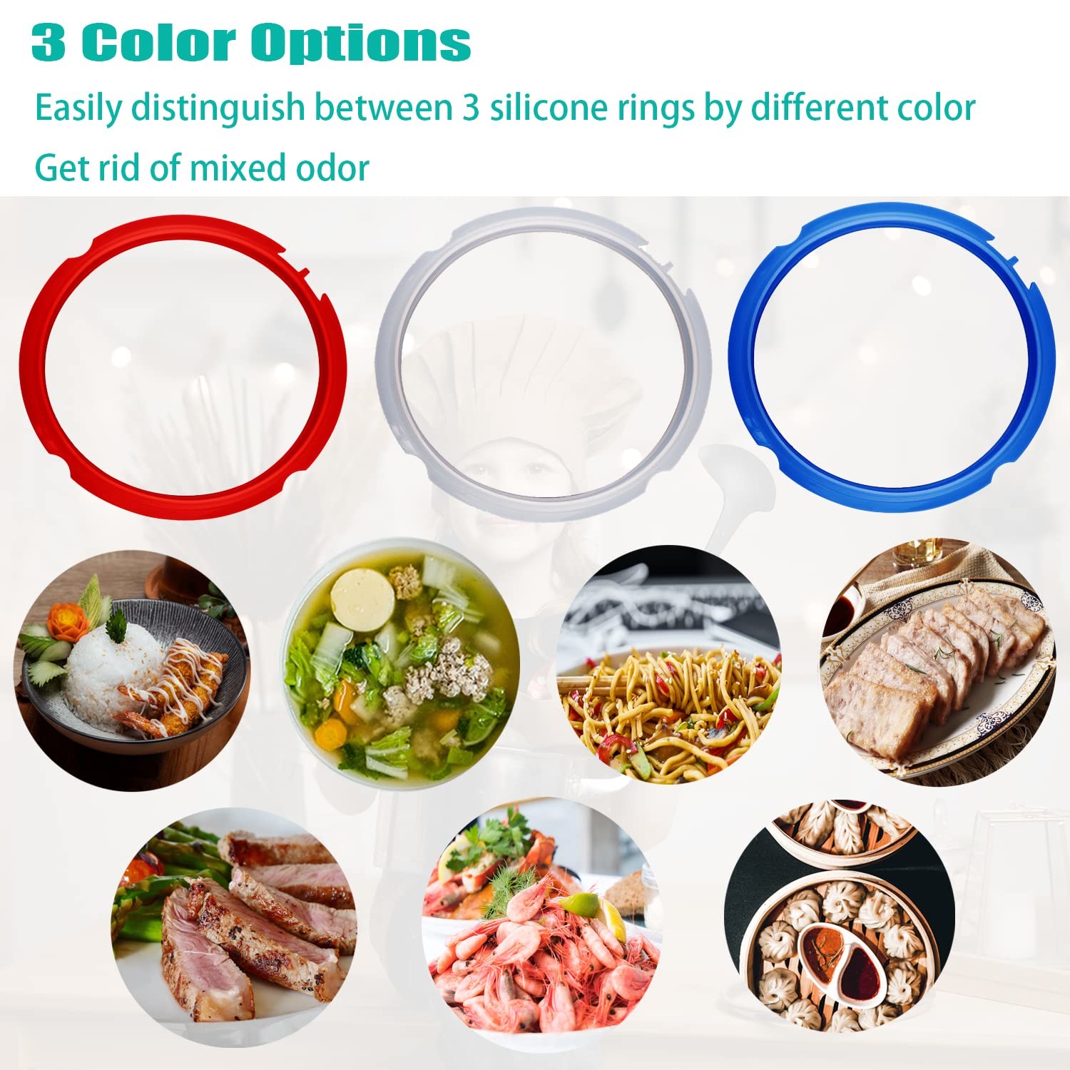 Silicone Instant Pot 2 Pack Sealing Ring 3 QT 5QT 6QT 8QT For 6 Qt Power Cooker Inner Pot Seal