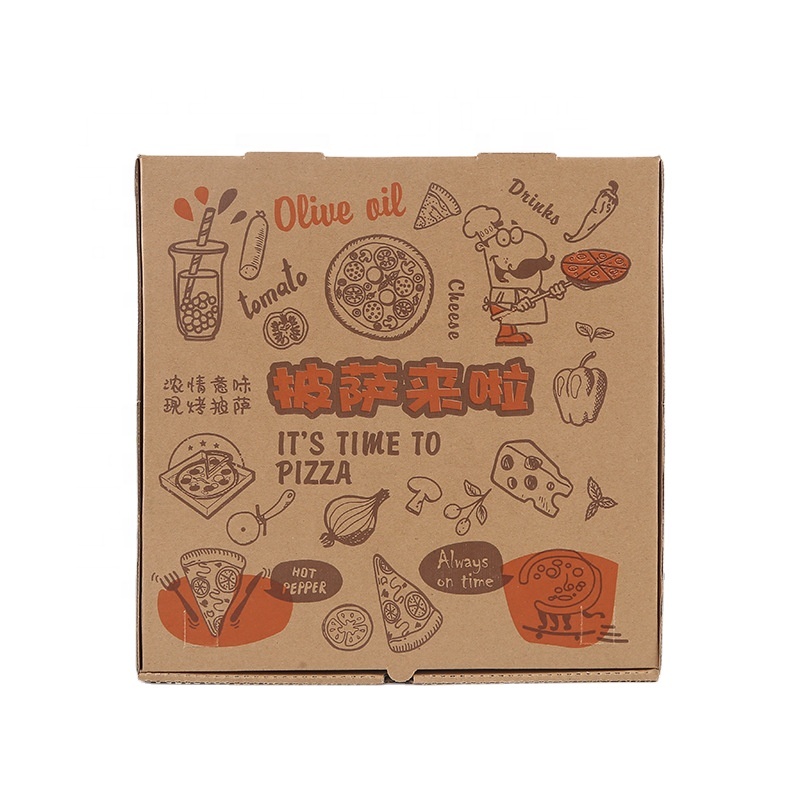 Printed Rigid Pizza Boxes Recyclable Fast Food Cartons Takeout 24 X 24