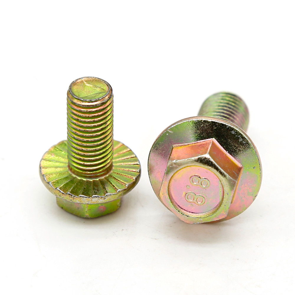 DIN6921 Class 8.8 10.9 Yellow Zinc Plated Carbon Steel Hex Head Serrated Flange Bolts