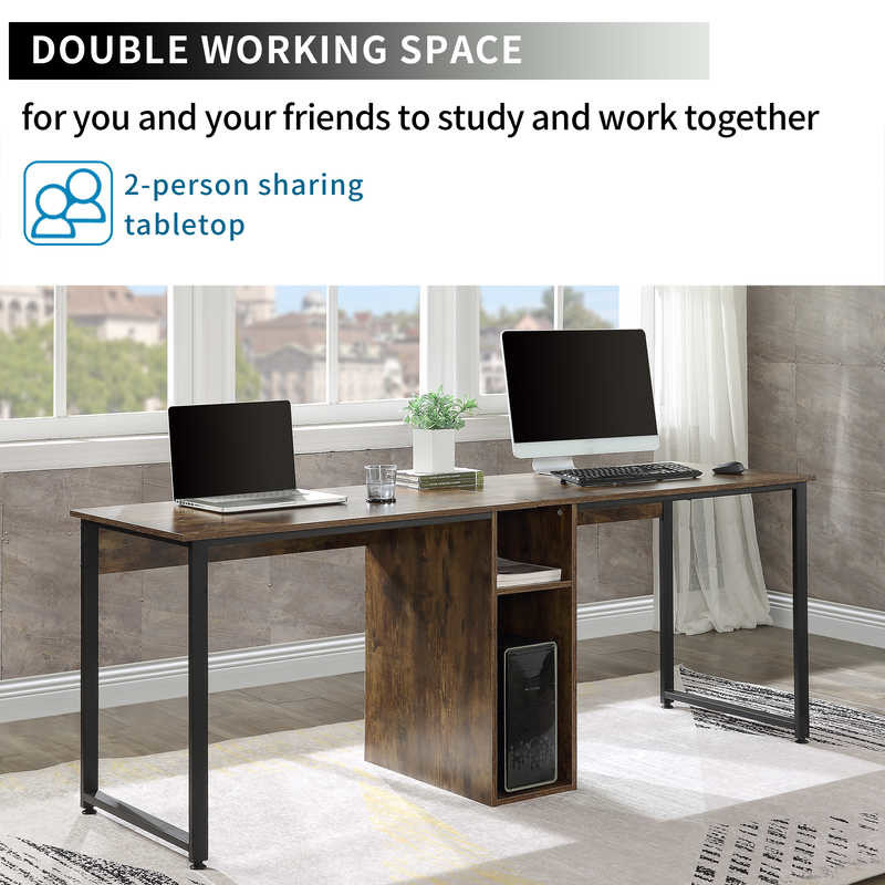 MDF Desktop Home Office 2 Person Workstation Desk 68.35lbs Weight