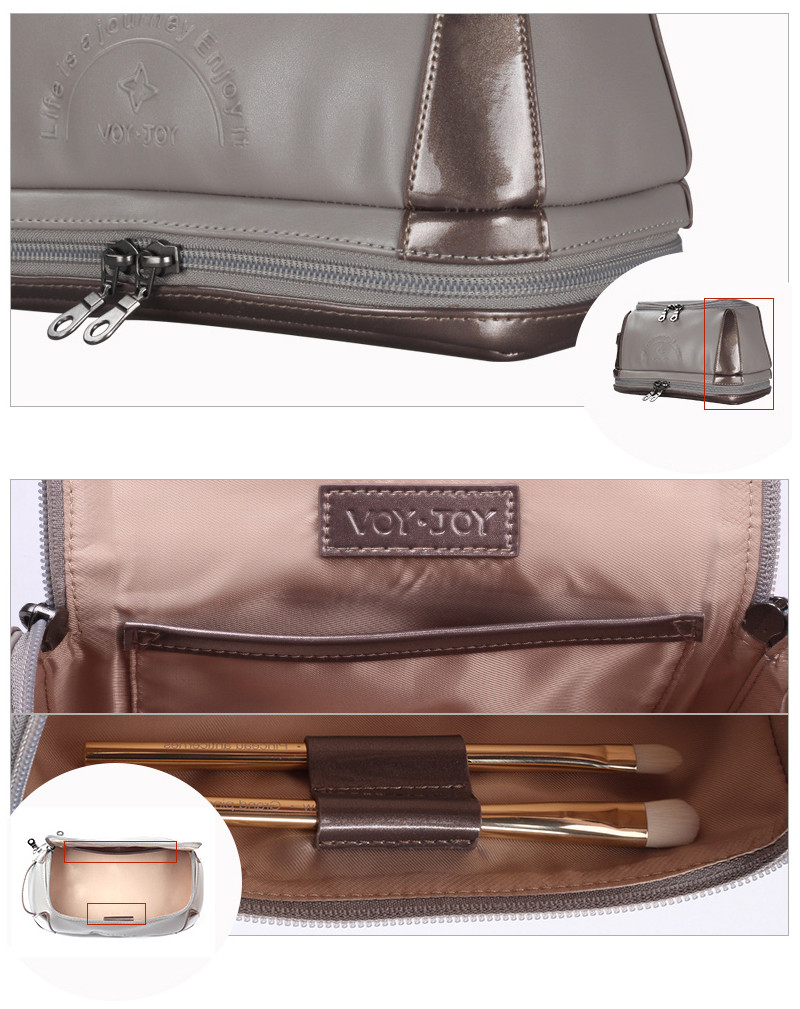 Mens Zipper Closure PU Make Up Storage Organizer