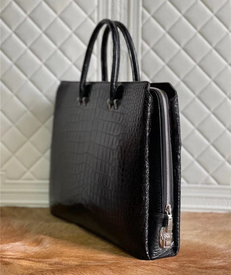 Authentic Crocodile Belly Skin Businessmen Passcode Briefcase Genuine Alligator Leather Male Large Working Totes Handbag