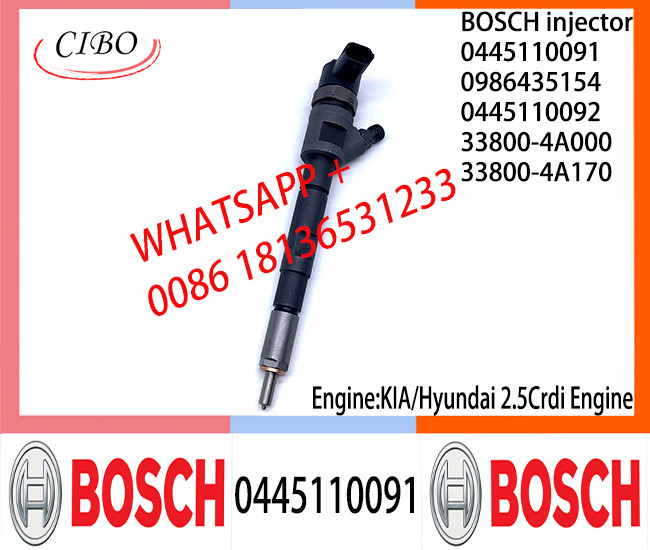 BOSCH Common Rail Injector 0445110091 0986435154 0445110092 33800-4A000 for KIA/HYUNDAI 2.5CRDi