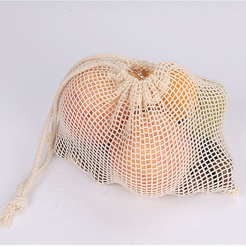 Custom Fruit and Vegetable Bag, Eco Friendly Reusable Grocery Tote Bags Organic Mesh Net Drawstring bags
