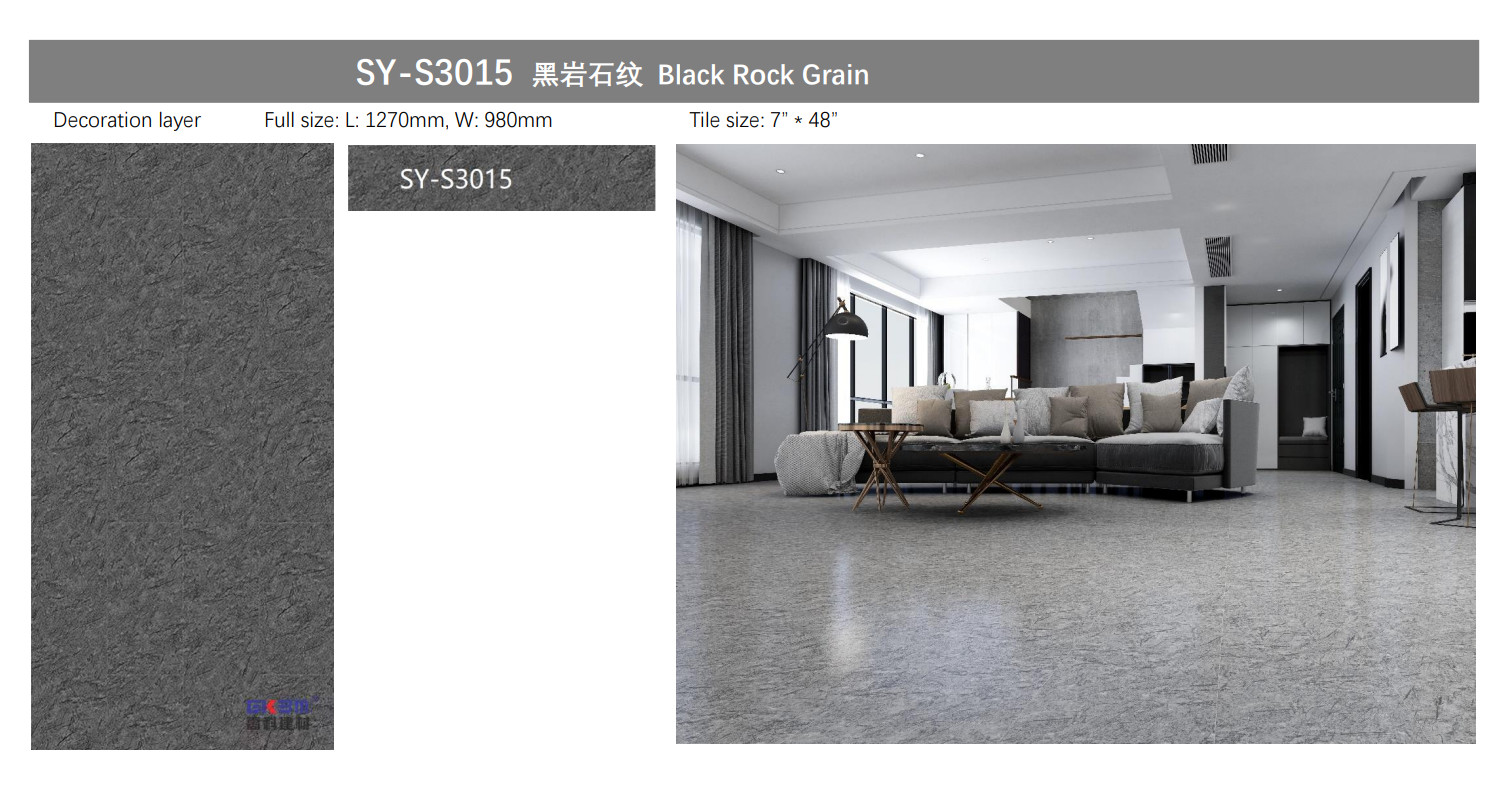 Waterproof Click Black Granite Vinyl Flooring For Hotel Greenpy SY-S3015