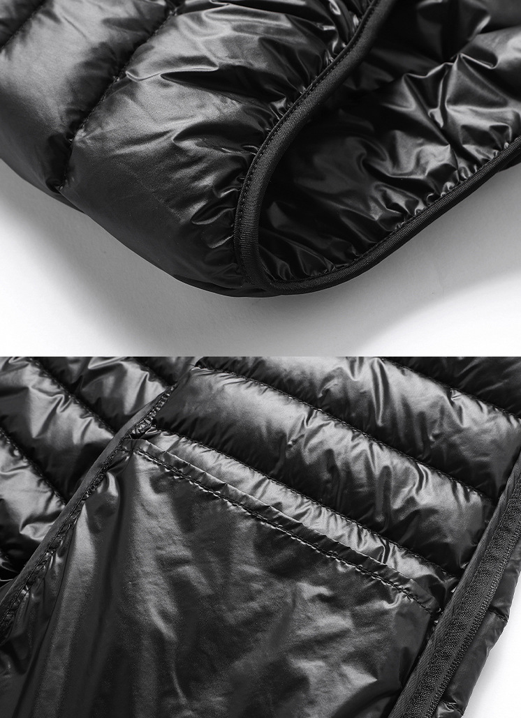 Utility Thin Cotton Padded Coat Zipper Stand Collar Down Puffer Jacket For Men