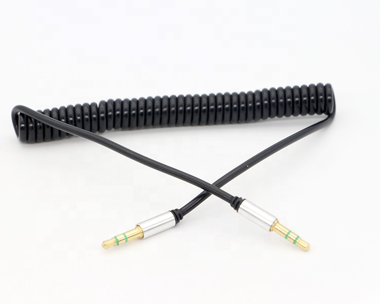 CUSTOM 1M 2M 3M Coil Spiral Spring Male to Male 3.5mm Jack Stereo Aux Audio Cable