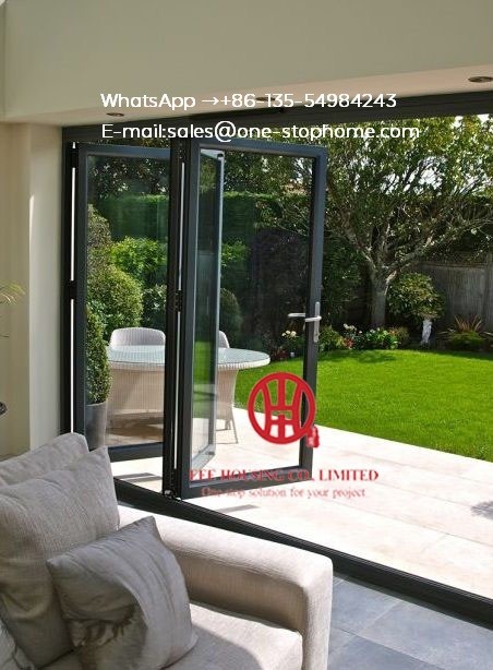 Double glazing lowes bi fold door/Accordion aluminum glass patio exterior bifold doors /bi-fold door anti-clamping door
