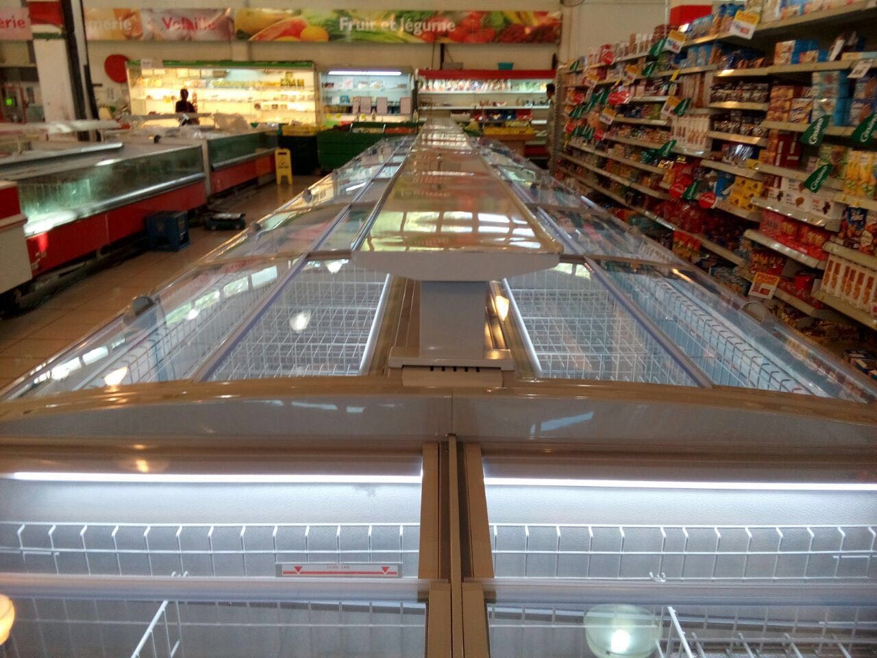 Combined Meat Island Display Freezer With Tempered Glass For Supermarket