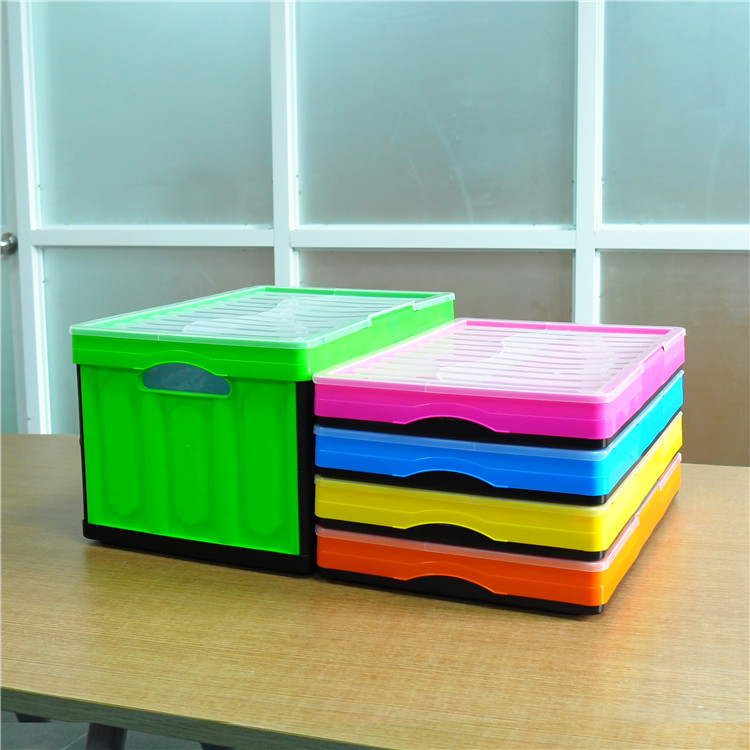 Cheap plastic collapsible home storage container box bluecollapsible crate container door lock