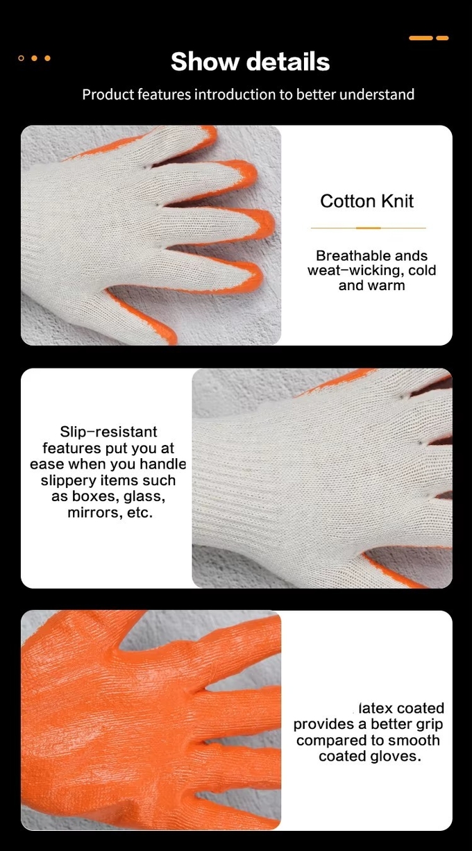 Wholesale Price Cotton Latex Coated Glove Industrial Hand Protective Work Safety Gloves for Construction