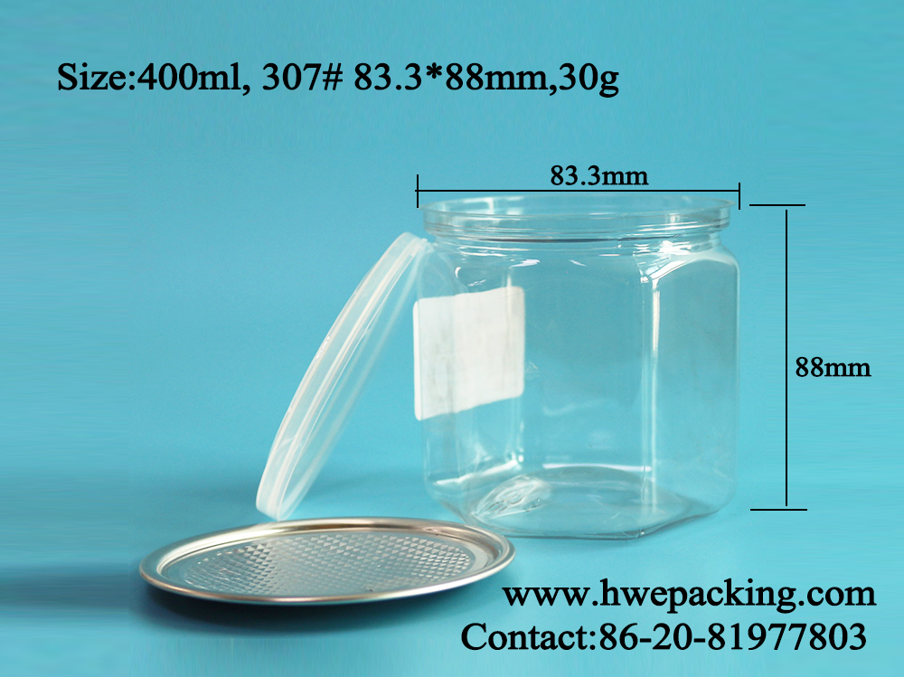 400ml Hexagonal Plastic PET Can Organic Sunflower Seeds Nuts Kernels Mix