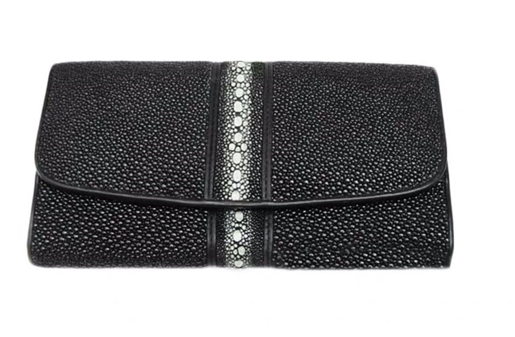 Unisex Style Authentic Stingray Skin Women Long Wallet Lady Card Holders Genuine Leather Female Large Clutch Purse