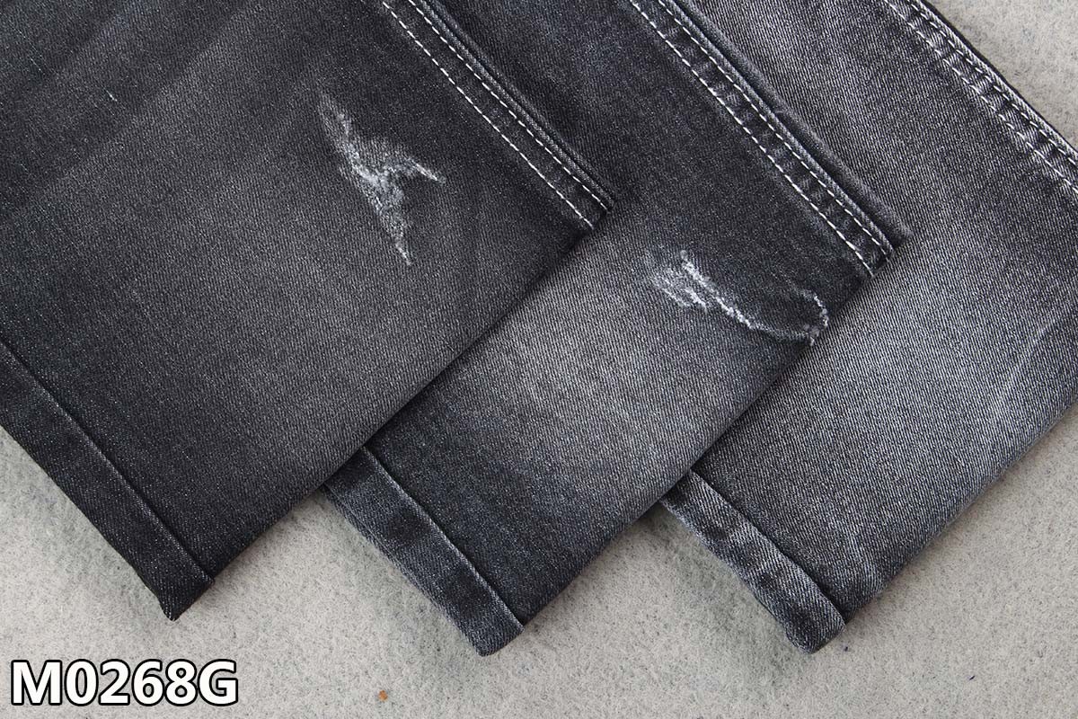 Twill Cotton Polyester Spandex Denim Fabric Sulfur Black With Sanforizing Finishing