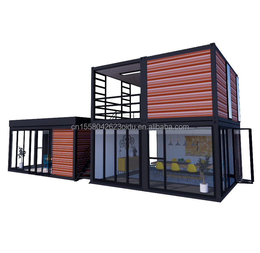 40ft 20ft Deluxe Bedroom Large Glass Studio Movable Wood House Wall 50/75/100mm Wave Sandwich Panel Customized Color Hotels