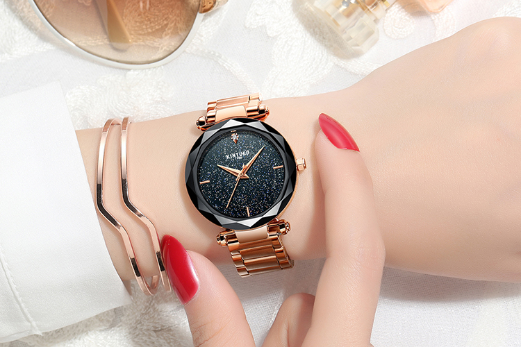 KINYUED women high quality quartz movement Stainless steel band women waterproof wrist watch