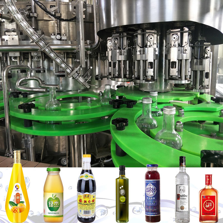 SGS Certified 10000BPH Glass Bottle Juice Filling Machine automatic tree in one bottle capper machine